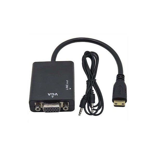 Cabo Conversor MINI HDMI para VGA com Áudio