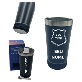 Copo Térmico Caixa De Som Bluetooth Personalizado Nome Time