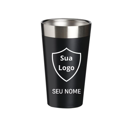 Copo Térmico 473Ml Inox Personalizado Logo Time Nome S/ Tampa