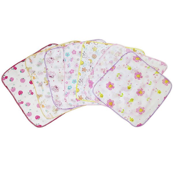 Fraldinha De Boca Estampada 33cm x 33cm Com Crochê
