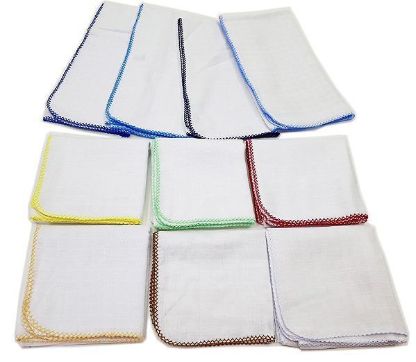 Fralda quadriculada 68x68cm com Crochê