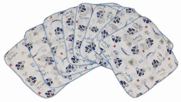 Kit 5 Fraldinha de Boca Mickey 33x33cm com croche