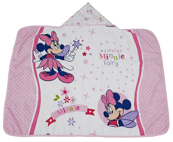 Toalha de Banho Minnie Com Capuz Forrada de fralda