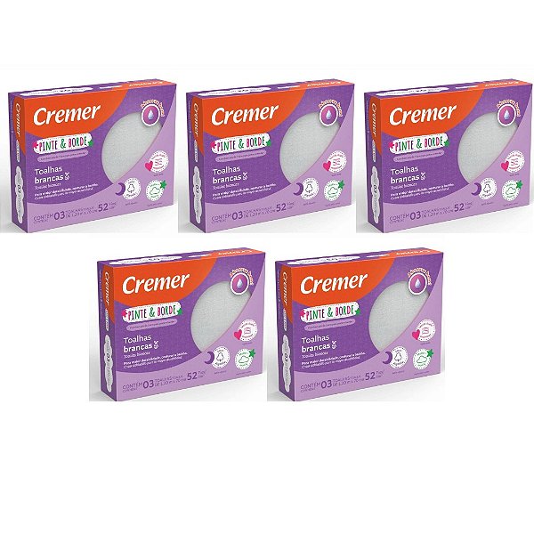Kit com 5 Caixa Toalha Fralda Pinte e Borde 70x120cm Cremer