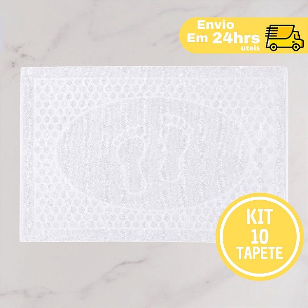 Kit 10 Toalha De Piso Tapete Pézinho Grosso para banheiro Branco Hotel Pousada 45x70cm