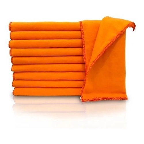 Kit 12 Flanelas Laranja Ouro Grandes 100% Algodão Multiuso Limpeza Polimento Lustrar Móveis Tirar Pó Secar Pia Atacado