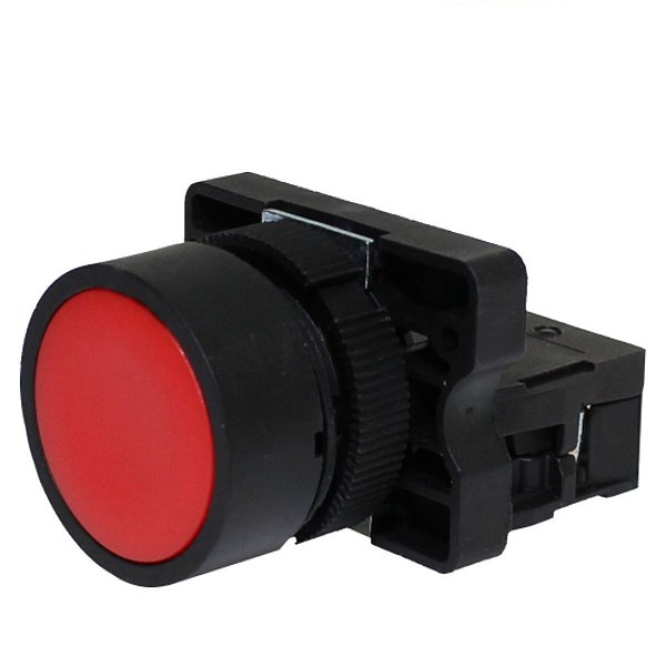 P20AFR-R-1B | Botão Pulsador Faceado 22mm Plástico - Vermelho - 1nf | Metaltex
