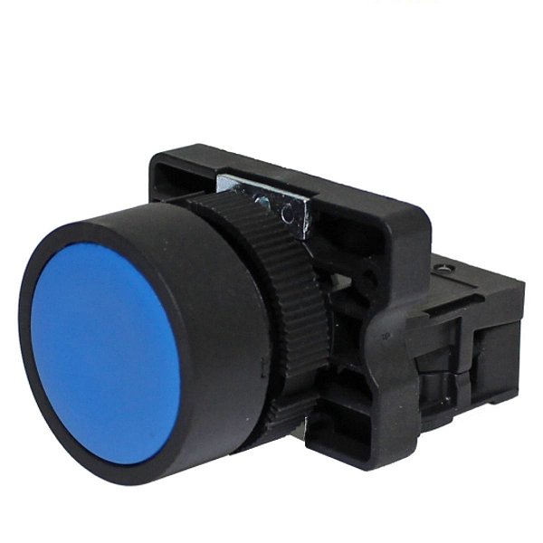 P20AFR-BL-1A | Botão Pulsador Faceado 22mm Plástico - Azul - 1na | Metaltex