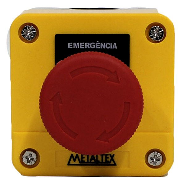 CP1-E | Caixa Plástica Amarela C/botão Emergência - 1nf | Metaltex