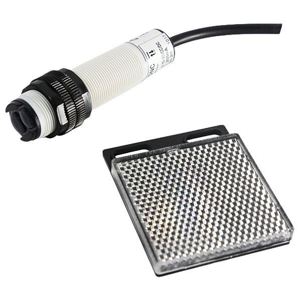P18R-200-DNC | Sensor Fotoelétrico Retroreflectivo Npn 1na+1nf - Distância Sensora: 2mts (12v - 24v) | Metaltex