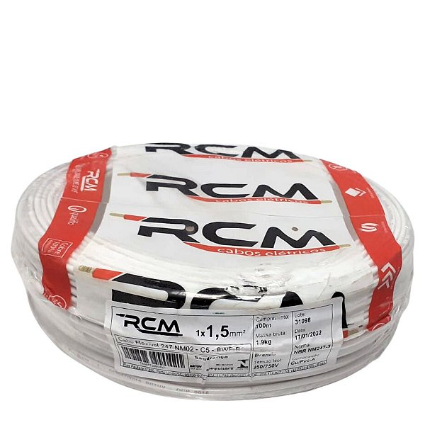Cabo Flexível 1,5mm Branco - Rolo 100mts | Rcm