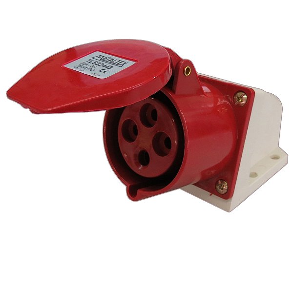 TLS32443 | Tomada Industrial Femea 32a 3P+T  (380~415v) Vermelho | Metaltex