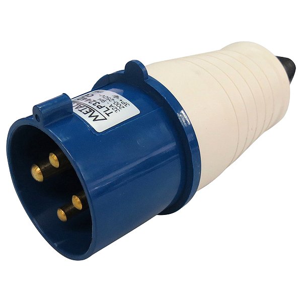 TLP32442 | Plug Macho Industrial 32a 3P+T  (220~240v) Azul | Metaltex