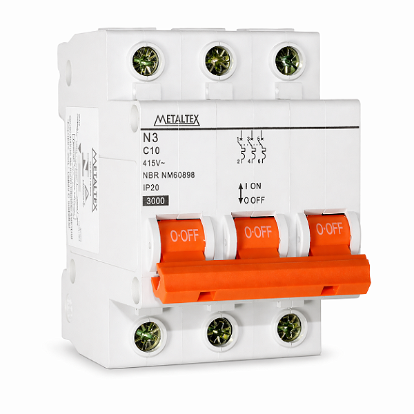Mini Disjuntor 3 Polo Curva C | Metaltex