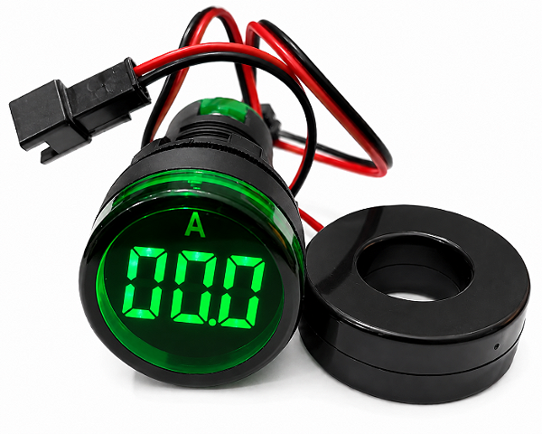 AMPERIMETRO DIGITAL 22MM - VERDE - 50 A 380VCA/0-100A C/ TC | Metaltex