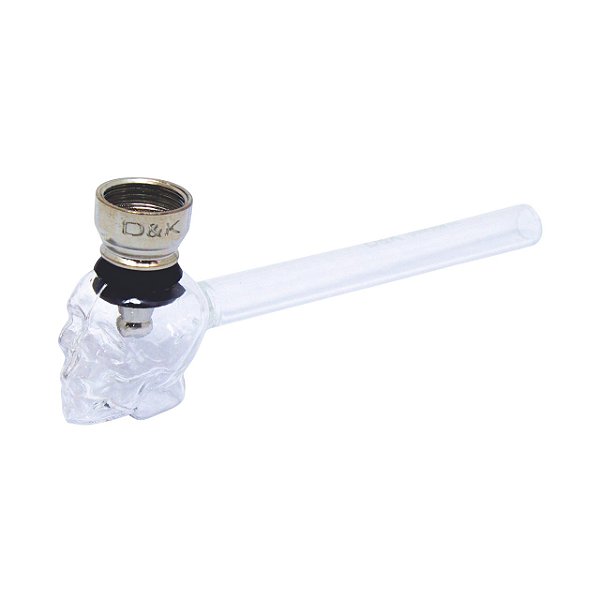 Pipe Vidro Caveira Transparente