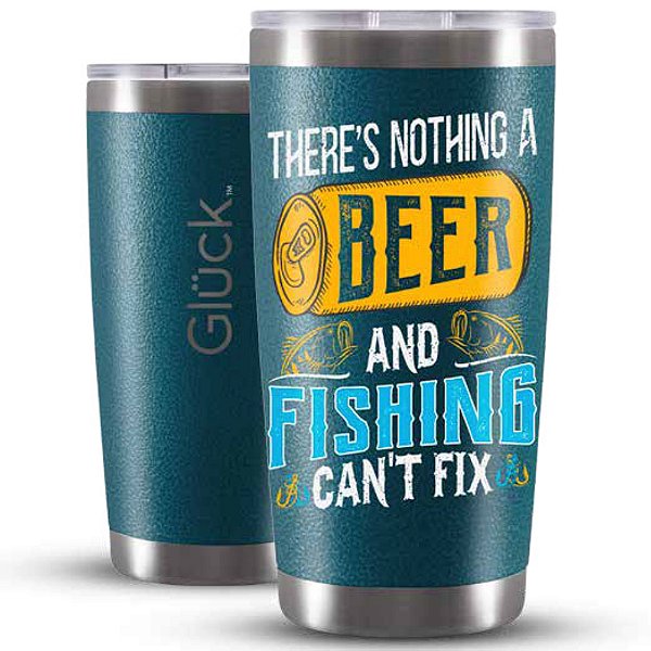 Copo Térmico Gluck Lucky Future Fishing e Beer Cant Fix 591ml Azul Hammer Blue