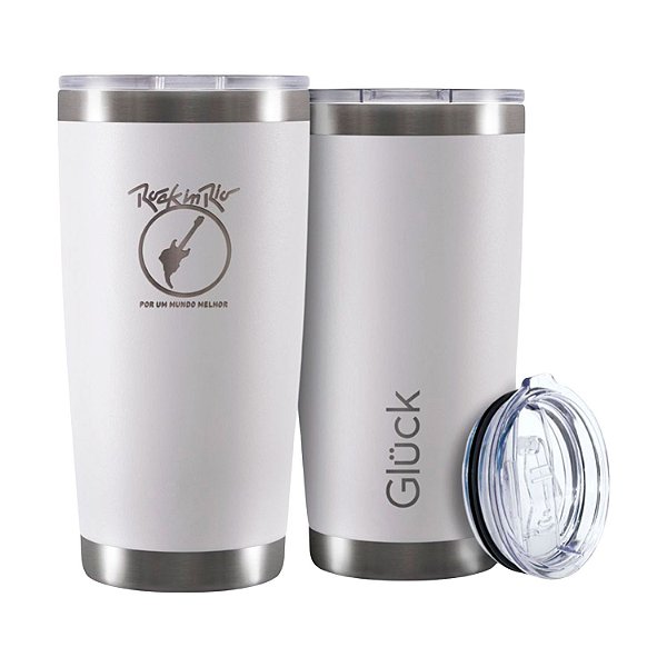 Copo Térmico Gluck Lucky 591Ml Rock In Rio Branco Off White