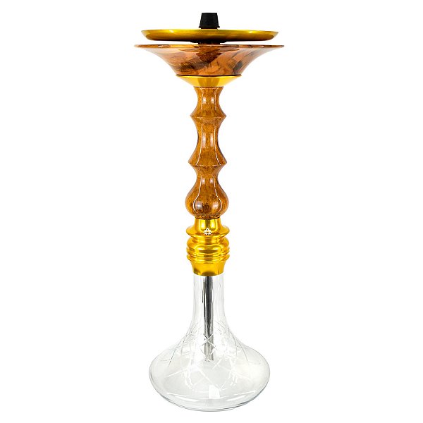 Narguile Amazon Designo Madeira Envernizada Metal Dourado