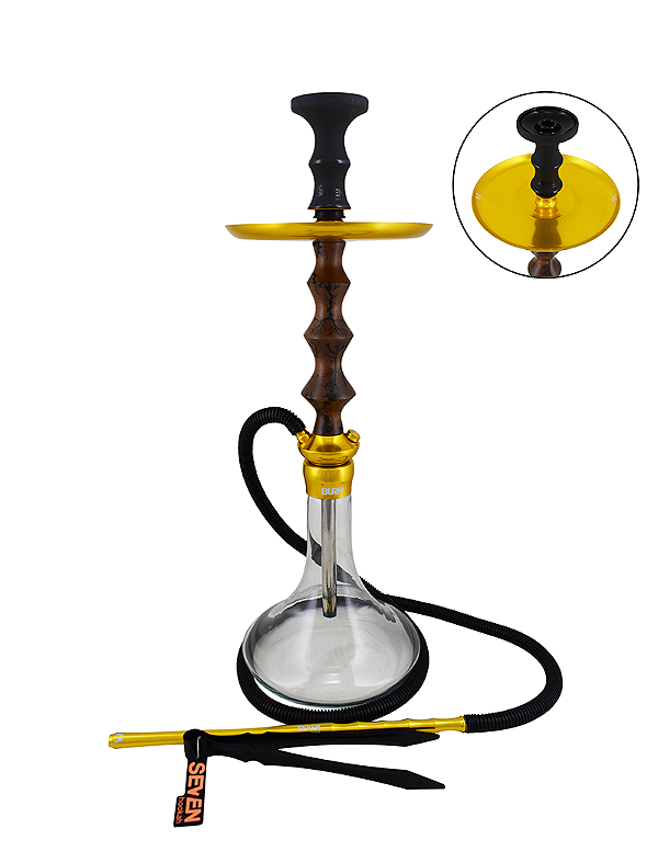 Narguile Seven Burn Eletric Completo Dourado e Red