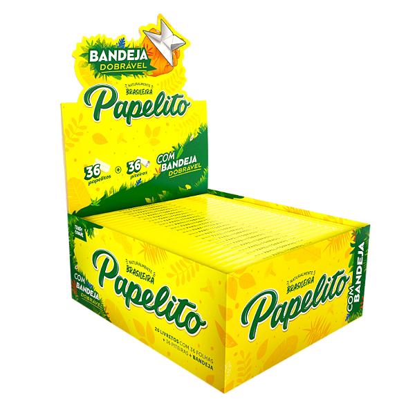 Seda Papelito Tradicional King Size Com Piteira + Bandeja Display 20 Un