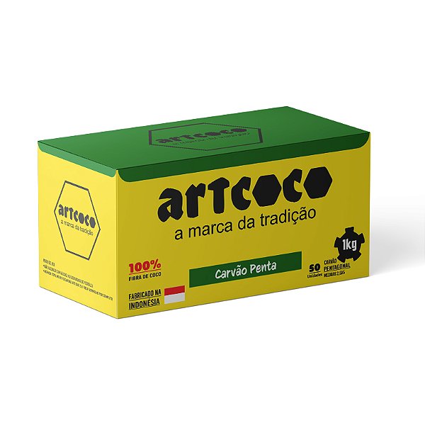 Carvão Art Coco Pentagonal 1kg