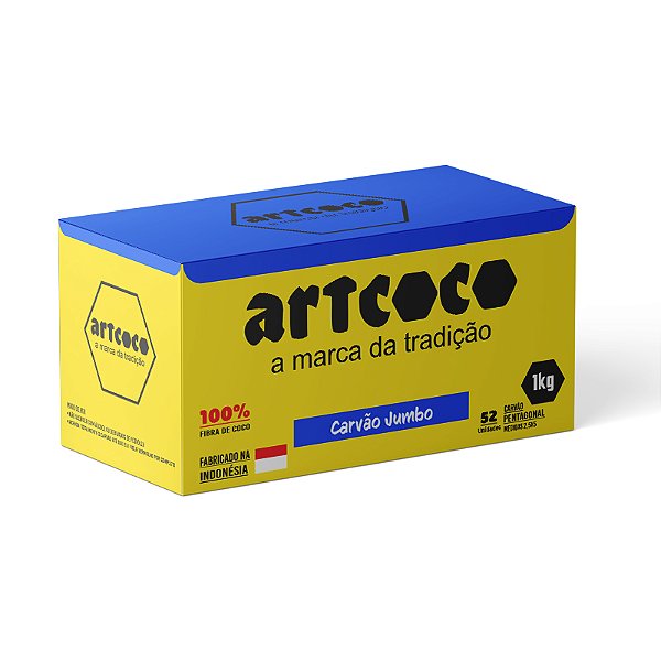 Carvão Art Coco Azul Hexagonal - Escolha o Tamanho