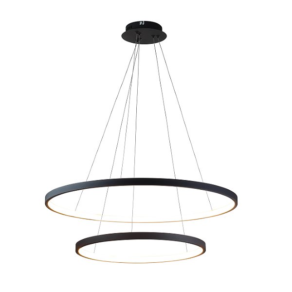 PENDENTE RING 2000/40-60 ANEL REDONDO COR PRETO D.40-60CM LED INTEGRADO 60W 3000K 5000LM BIVOLT - 53