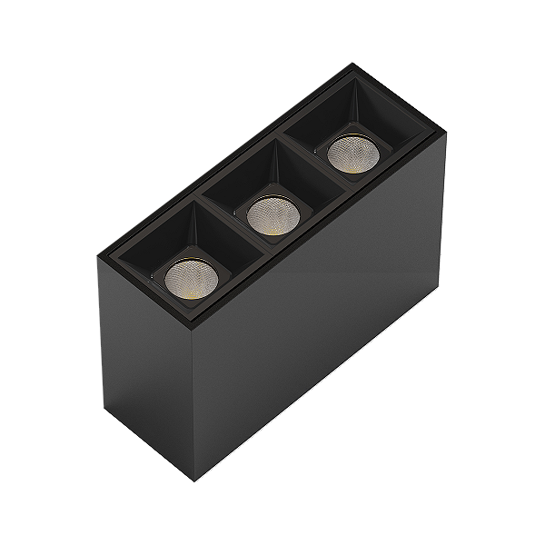 PLAFON VIGO SOBREPOR COR PRETO LED 3 FOCO 30° 6W 2700K 450LM 127/220V IRC-90 95X35X65MM - 3.650.8511