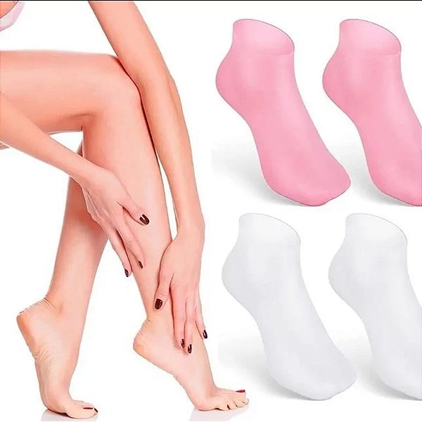 Meia De Silicone Esfoliação Hidratação Rachadura Pés Lavável
