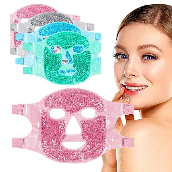 Máscara Facial Térmica Gel Quente e Frio Relaxante Em Veludo para Alívio de Enxaqueca, Inchaço, Olheiras
