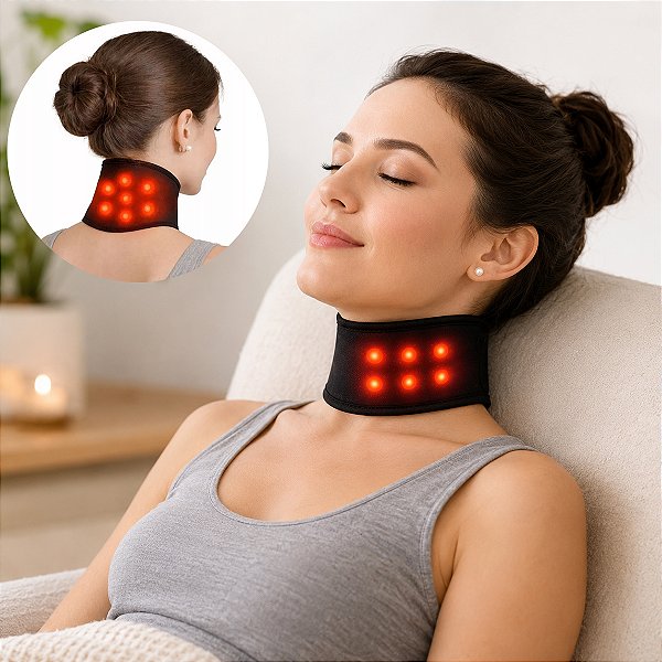 Colar Cervical Magnético Aquecimento Terapêutico Alívio de Dores no Pescoço
