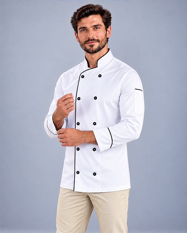 Dólmã Chef Cozinha Trajano Unissex 100% Algodão - Dr Chef