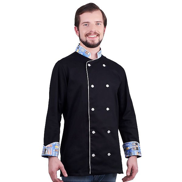 Uniforme Chef Mestre Cervejeiro Azul Cerveja Bar Drink Dólmã