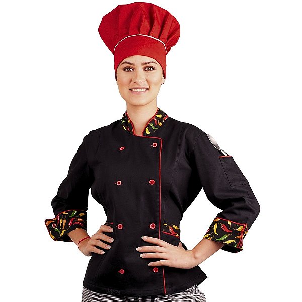 Dolmã Chef de Cozinha Feminina Pimenta