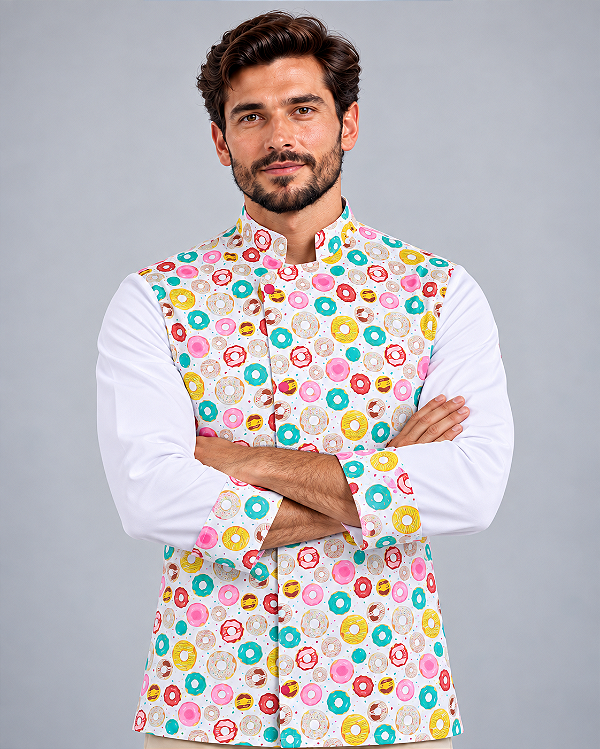 Dólmã Chef Cozinha Donuts Branco Unissex - Dr Chef
