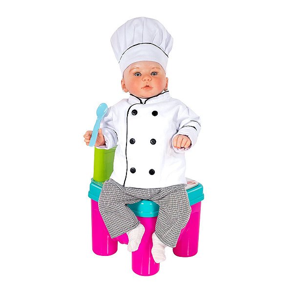 Kit Infantil Dólmã + Chapéu Branco Mini Chef - Dr Chef