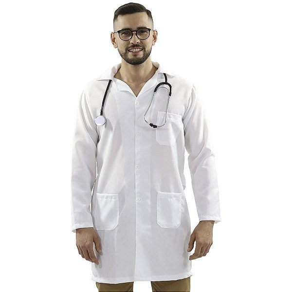 Jaleco Branco Tradicional Unissex Saúde - Dr Chef
