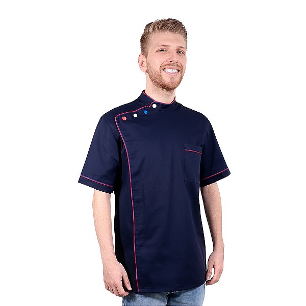 Uniforme Para Barbeiro 100% Algodão Azul Marinho - Dr Chef