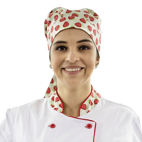Bandana Para Chef de Cozinha Profissional Morangos - Dr Chef