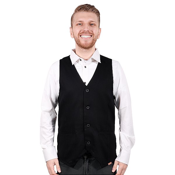 Colete Profissional Para Garçom 100% Algodão Preto - Dr Chef