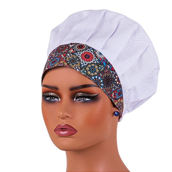 Chapéu Chef Cozinha Tipo Gorro Mandala Colorida - Dr Chef