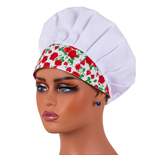 Chapéu Para Chef Cozinha Tipo Gorro Floral Rosas - Dr Chef