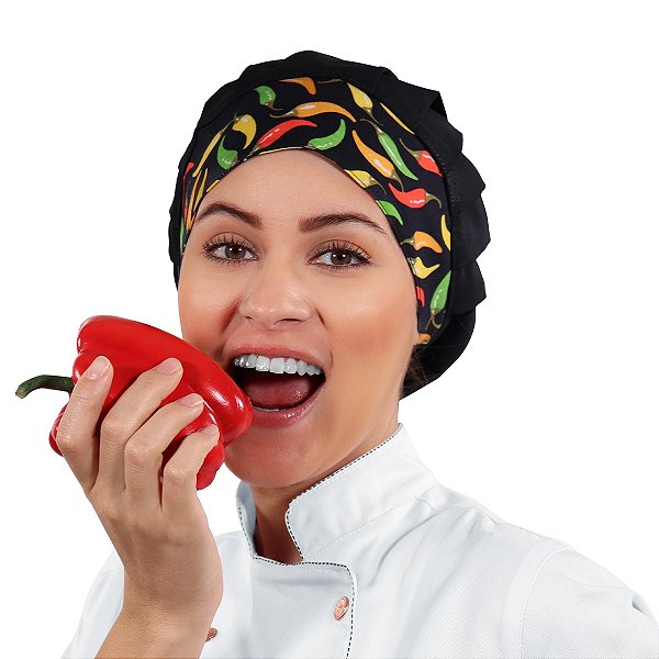 Chapéu Para Chef de Cozinha Tipo Gorro Pimentas - Dr Chef