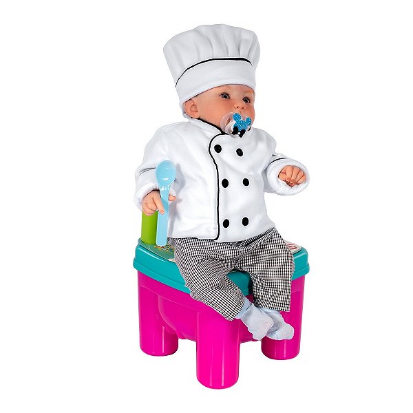 Dólmã Baby Recém Nascido + Chapéu Infantil Branco - Dr Chef