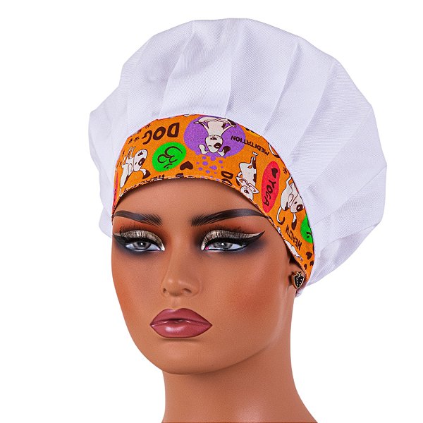 Touca Para Veterinários Tipo Gorro Laranja Pets - Dr Chef
