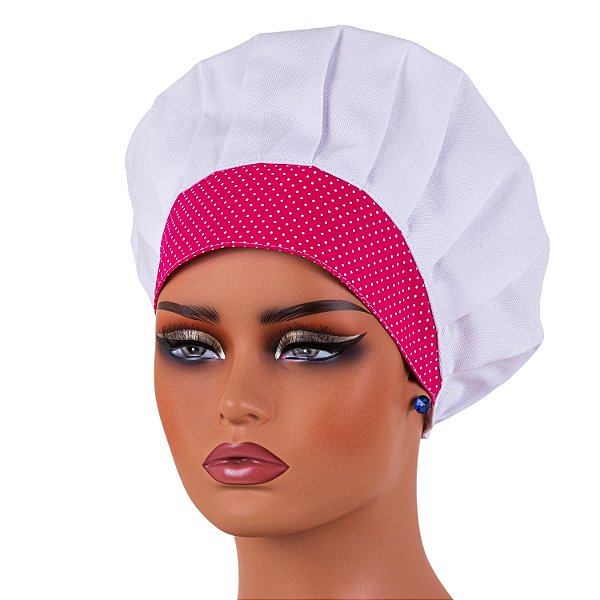Chapéu Para Chef Cozinha Tipo Gorro Poá Rosa - Dr Chef