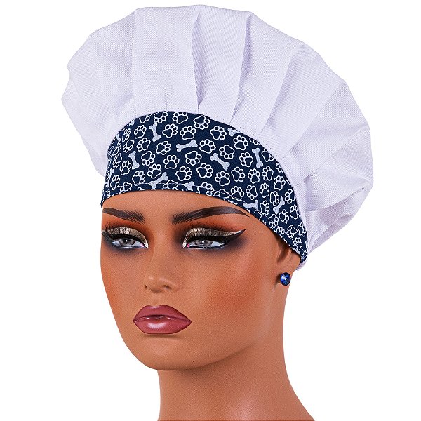 Chapéu Para Veterinários Tipo Gorro Patinhas Azul - Dr Chef