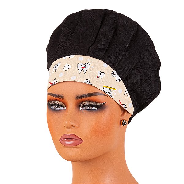Chapéu Para Chef Cozinha Tipo Gorro Preto Dentinhos - Dr Chef