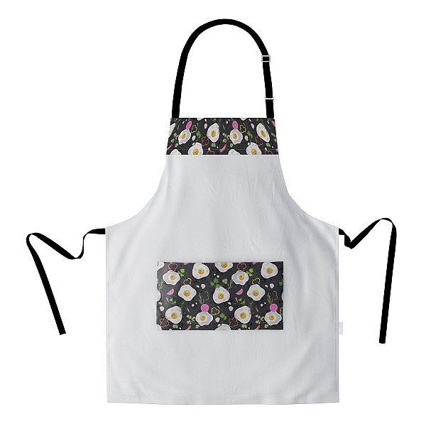 Avental Corpo Inteiro Com Bolso Branco Ovo Sorriso - Dr Chef